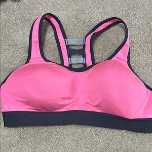 Women's High-Impact Pink Sports Bra with Contrast Trim